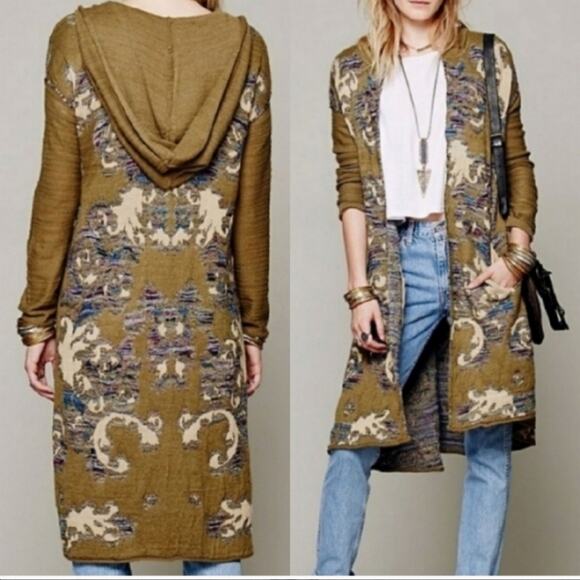 Free People Sweaters - Free People Earthy Tones Hooded Cardigan